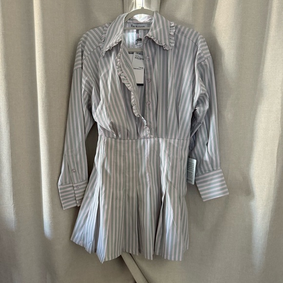 En Saison Striped Ruffle-Collar Mini Dress – XS - Picture 3 of 9